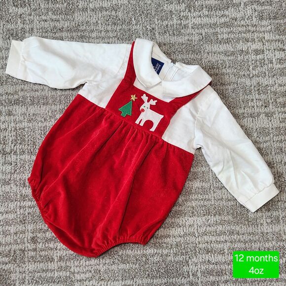 Robert Jackson vintage baby bubble Christmas romper tree rudolph size 12 months - Picture 1 of 12
